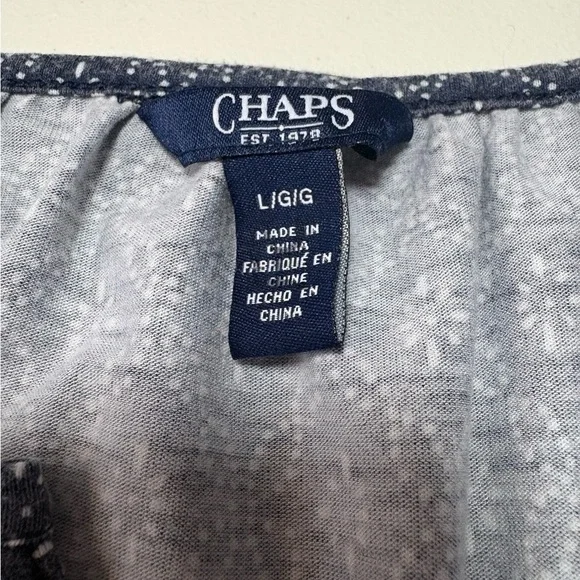 Chaps Navy Blue Geometric Women's Blouse - Picture 3 of 3